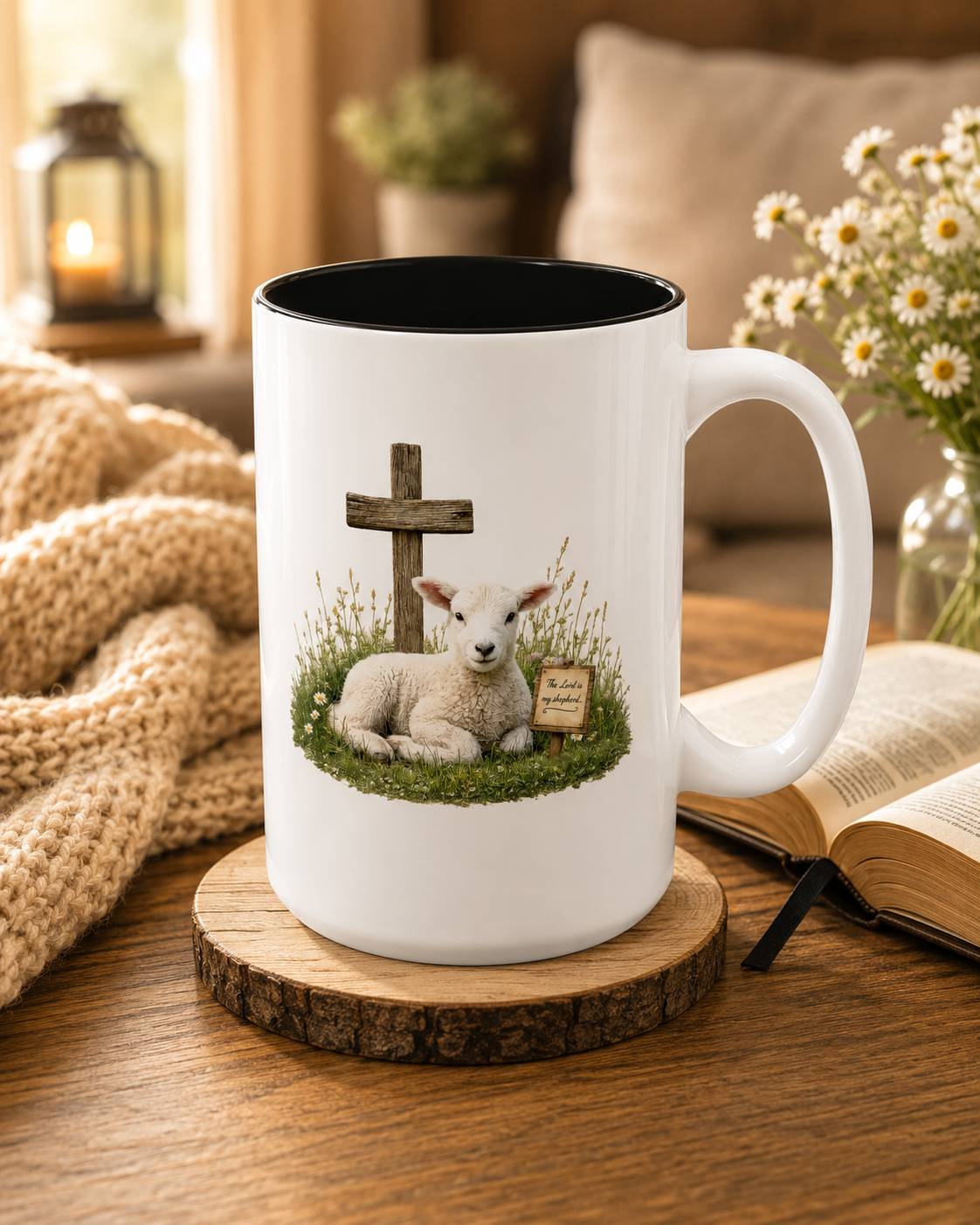 Lamb & Latte Devotional Mug in Black
